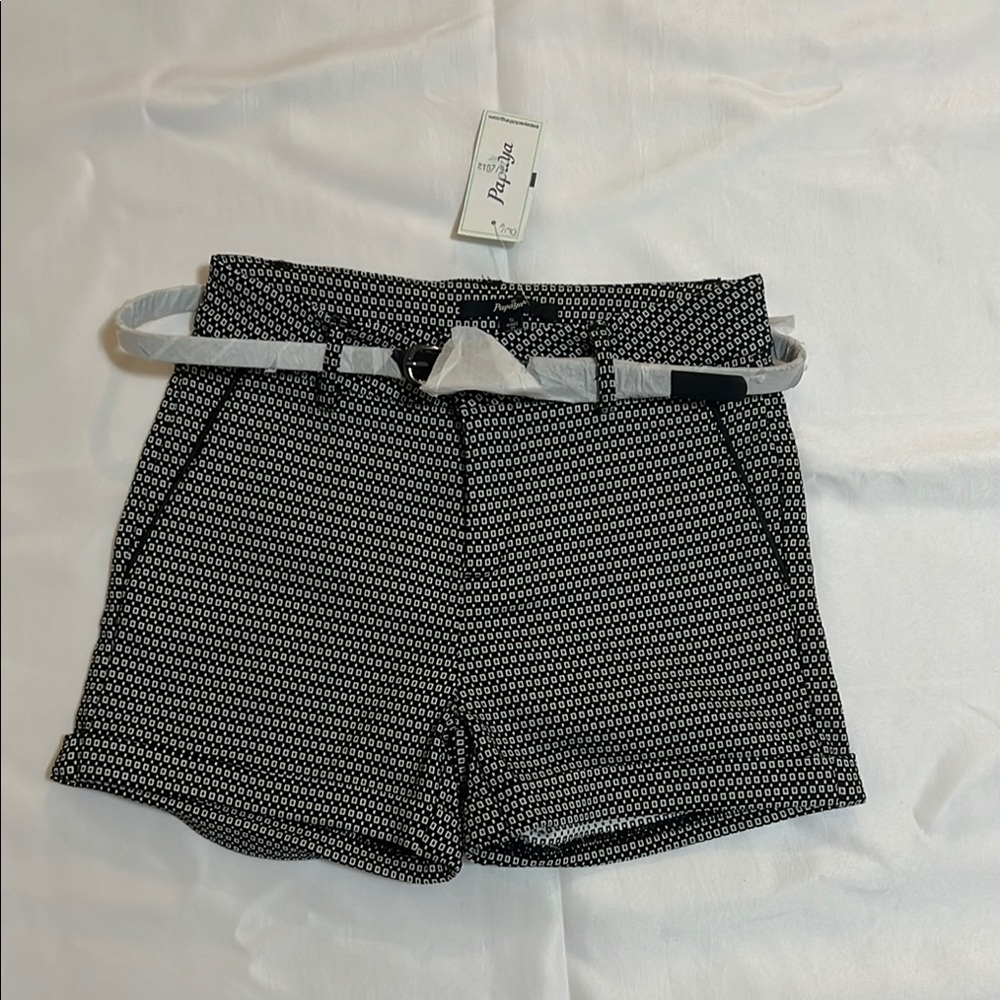 Black and White Patterned Women's Shorts